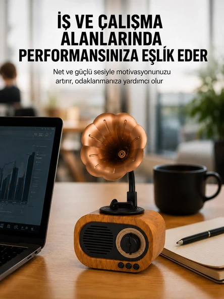 Kablosuz Retro Radyo Hoparlör 5W Güçlü Ses USB Hafıza Kart Destekli Yeni Nesil ürün görseli 1