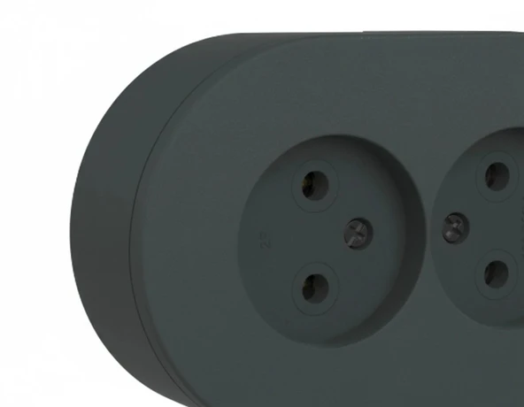 Çift Girişli Antrasit Sıva Üstü Topraklı Priz Şık Modern Duvar Elektrik Aksesuarı ürün görseli 1