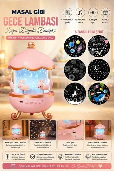 Bej renkli, masa üstü kullanıma uygun, şarj edilebilir ve projektör özellikli gece lambası. ürün görseli 1