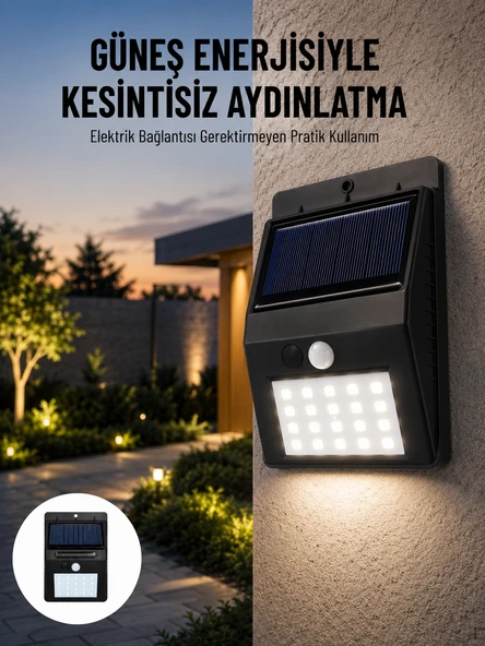 Solar Dekoratif Lambası Sensörlü Led Işık Bahçe Aydınlatma Yeni Nesil ürün görseli 1