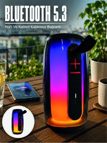 Kablosuz Bluetooth Hoparlör RGB Ambiyans Işıklı USB ve TF Kart Destekli ürün görseli 1