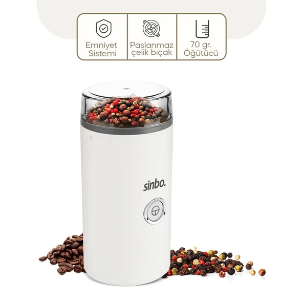 Sinbo Kahve Baharat Öğütücü - 70 gr Çelik Hazne - 2 Bıçaklı ürün görseli 1