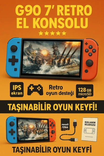 Retro Oyun Konsolu, 7 İnç IPS Ekran, 128GB Hafıza Kartı Desteği, PS1 ve NES Uyumlu ürün görseli 1