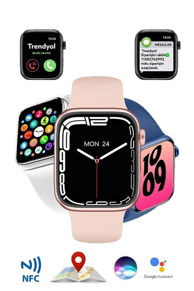 Pembe Rose Gold Kasa ve Siyah Silikon Kordonlu Akıllı Saat, Nabız ve Uyku Takibi Özellikli ürün görseli 1
