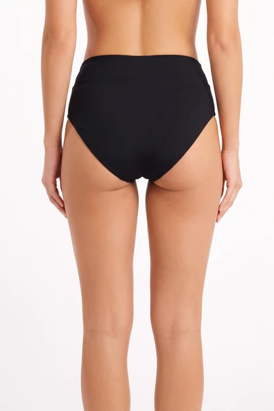 Siyah V Yüksek Bel Tek Alt Bikini - Resim 2
