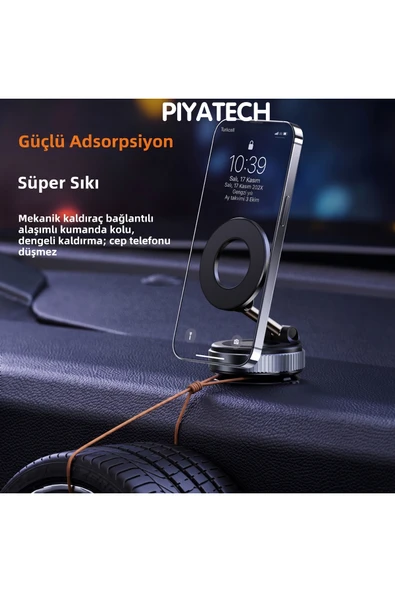 Çok Amaçlı 360° Dönebilen Mıknatıslı Araç İçi ve Masaüstü Vantuzlu Telefon Tutucu ürün görseli 1