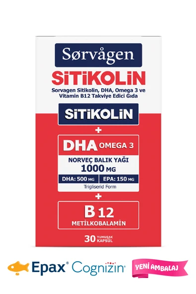 Sorvagen SİTİKOLİN, DHA OMEGA 3 VE B12 (30 KAPSÜL) ürün görseli 1