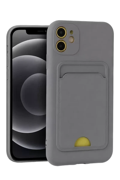 Newface Apple iPhone 11 Kılıf Kelvin Kartvizitli Silikon - Gri ürün görseli 1