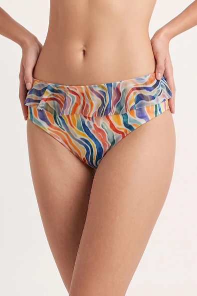Renkli Rainbow Fırfırlı Tek Alt Bikini ürün görseli 1