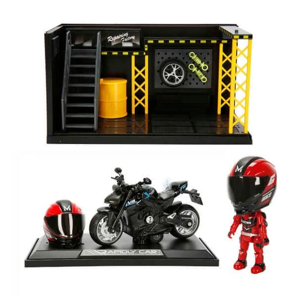 Sesli ve Işıklı Ducati Street Fighter Die-Cast Çek Bırak Motosiklet ve Tamir Atölyesi Seti ürün görseli 1