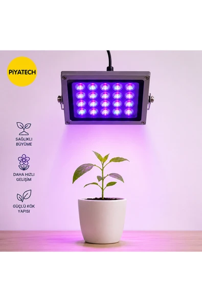 20W LED Bitki Yetiştirme Projektörü (Grow Light) uv lamba – 10° Lensli - 180 × 140 mm ürün görseli 1