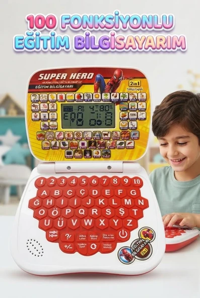 Super Hero 100 Fonksiyonlu 2'si 1 Arada Türkçe İngilizce Eğitici Bilgisayarım ve Mouse ürün görseli 1