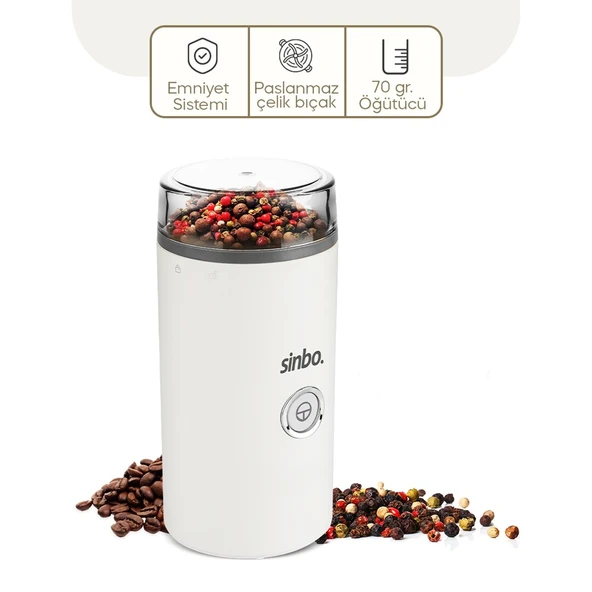 Sinbo Kahve Baharat Öğütücü - 70 gr Çelik Hazne - 2 Bıçaklı ürün görseli 1