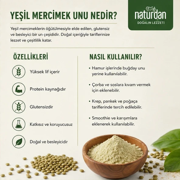 Yeşil Mercimek Unu - 2 kg - Resim 2