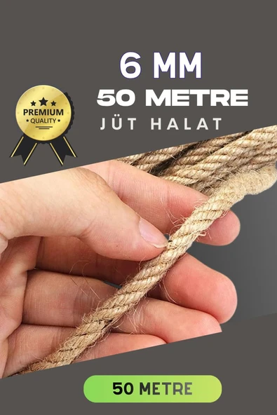 6 MM 50 Metre Jüt Halat Dekoratif Hasır İp Urgan Süs ürün görseli 1