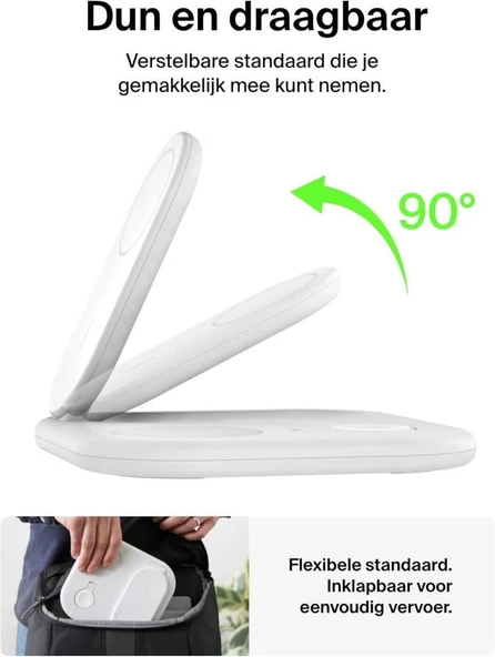 Belkin Qİ2 WIZ029VF Beyaz 3in1 Kablosuz Hızlı Şarj Aleti Outlet ürün görseli 1