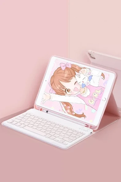 Newface Samsung Galaxy X510 Tab S9 FE 11 Kılıf KC01 Smart Klavyeli Tablet Kılıfı - Pembe ürün görseli 1