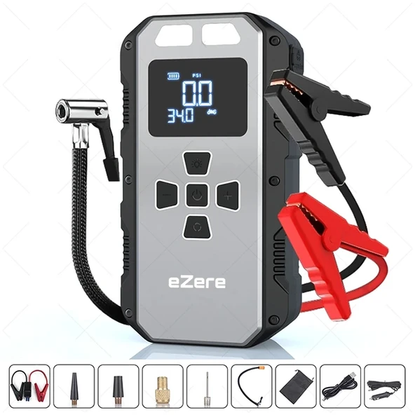 Nevamel® EZERE 4 in1 8000mAh Lastik Sisirme Pompası Ve Starter Akü Takviye Seti-(5775) ürün görseli 1