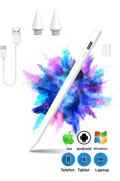Şarjlı Dokunmatik Kalem iOS Android Windows Uyumlu Tablet Telefon iPad Yazı Çizim Kalemi ÇİFT TIKLI ürün görseli 1