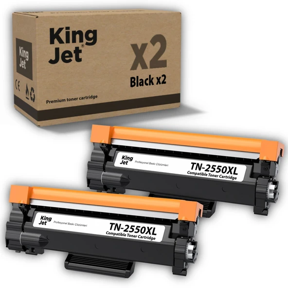 KingJET Brother Uyumlu TN-2550XL Yüksek Kapasiteli (2'li Paket) Muadil Toner | MFC-L2806DW ürün görseli 1