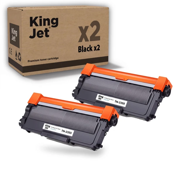 KingJET Brother Uyumlu TN-2355 Yüksek Kapasiteli (2'li Paket) Muadil Toner | HL-L2321D ürün görseli 1
