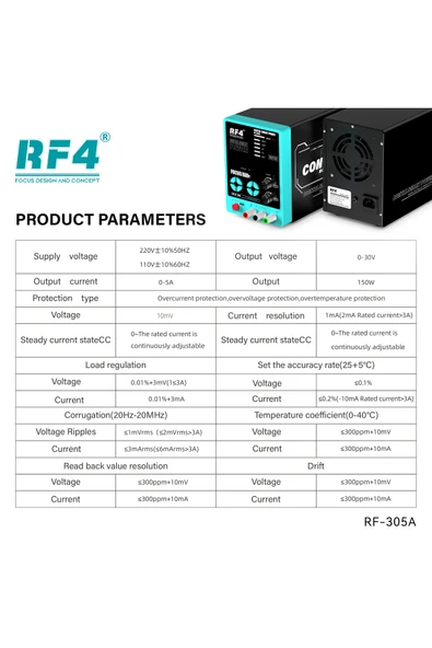 RF4 RF - 305A Programlanabilir DC Güç Kaynağı 30 VOLT 5 AMPER - Resim 2