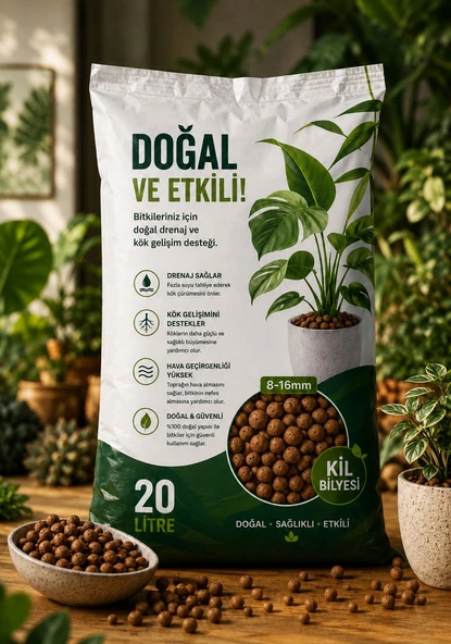 8-16 MM Kil Bilyesi 20 Litre Doğal Drenaj Ve Kök Gelişim Desteği ürün görseli 1