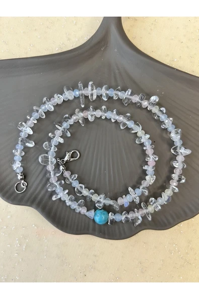 Opal Morganit Turkuaz Kolye - Resim 4