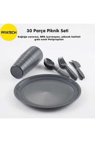 30 Parça Premium Polipropilen Tabak, Çatal, Bıçak ve Kaşık Seti - 6 Kişilik Mutfak Servis Seti ürün görseli 1