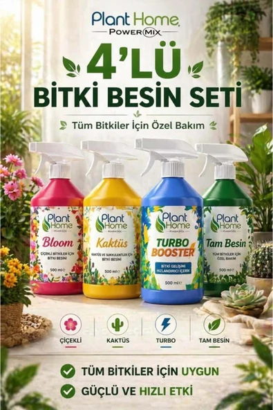 4 Lü Bitki Bakım Seti / Orkide Bitki Vitamini / Bloom Çiçek Açtıran / Turbo Booster / Kaktüs Besini ürün görseli 1