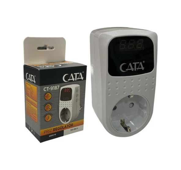 Cata CT-9187 4000W 150-280V Tekli Priz Regülatör Beyaz ürün görseli 1