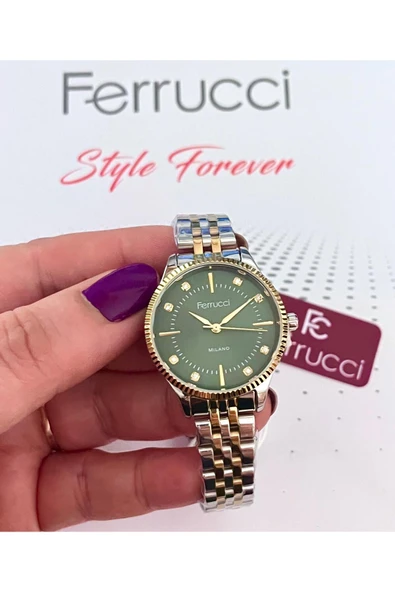 Ferrucci Retro Model Sade Şık Çelik Kordon ve Kasa Kadın Kol Saati+Bileklik Hediye ürün görseli 1