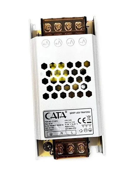 5 Adet Ct 2674 Cata 5a Şerit Led Trafosu Fansız Süper Silim 60w ürün görseli 1