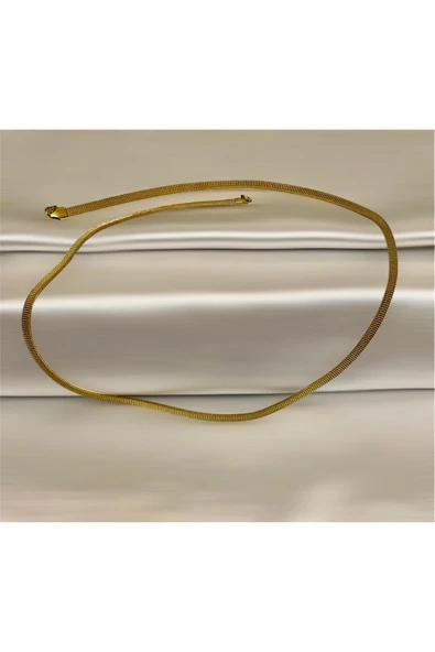 Bay hediye Gold-Hasır-Yassı Yüksek Kalite Paslanmaz Çelik Kolye 60 cm ürün görseli 1