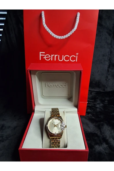 Ferrucci FERRUCCİ YENİ MİLANO SERİSİ GOLD RENGİ ORİJİNAL ÇELİK TAKVİMLİ  KADIN KOL SAATİ ürün görseli 1
