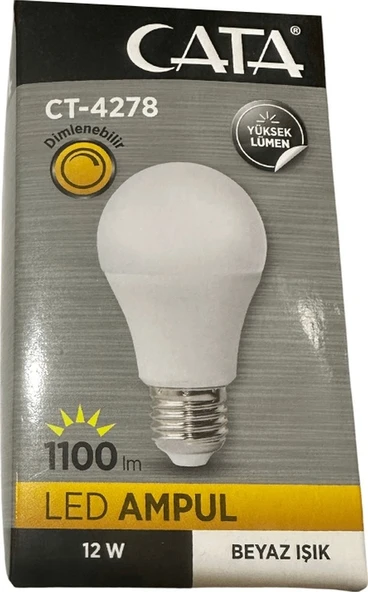 Cata Ct-4278 12w 6400k Beyaz Işık Dimlenebilir E27 Duylu Led Ampul 2 Adet ürün görseli 1