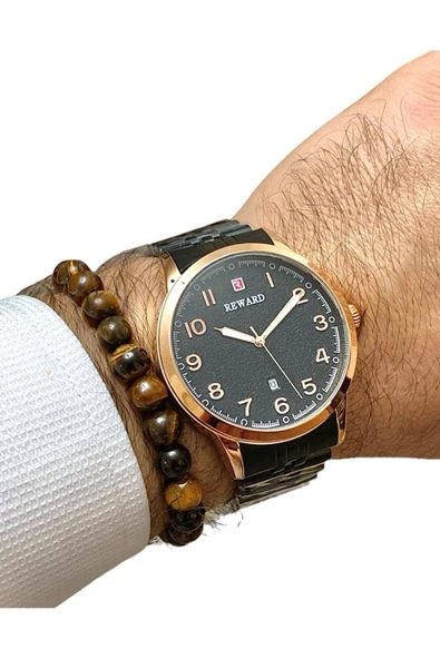 Reward Çelik Kordon Klasik Rakamlı Business Model Takvimli Erkek Kol Saati+Bileklik ürün görseli 1