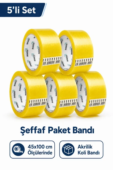 Rasyonel Akrilik Koli Bandı 45x100 mt 5 Adet ürün görseli 1