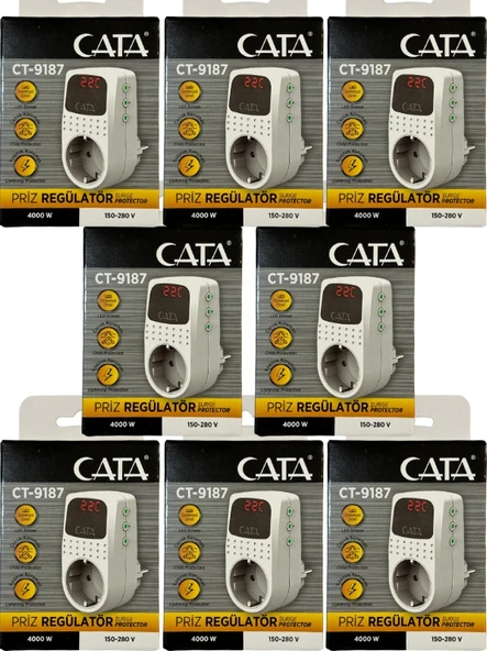 Cata Ct-9187 4000w Akım Korumalı Led Göstergeli Priz 8 Adet ürün görseli 1