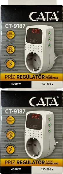 Cata Ct-9187 4000w Akım Korumalı Led Göstergeli Priz 2 Adet ürün görseli 1