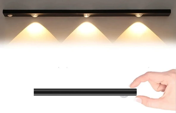Cata CT-2464 Şarjlı 3 Renk Sensörlü Bella Slim Led Cabinet Siyah ürün görseli 1