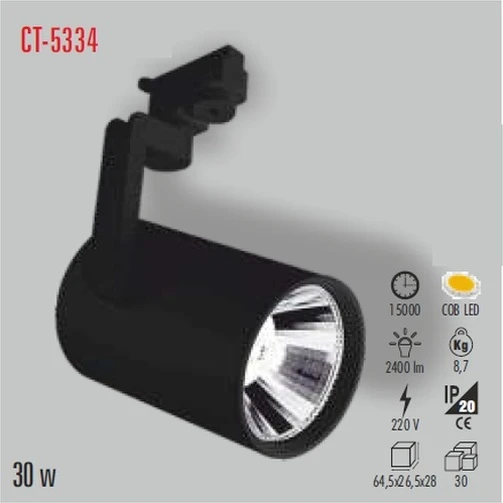 Ct-5334 30w Led Armatür Ray Tip Günışığı-6adet Cata Siyah ürün görseli 1