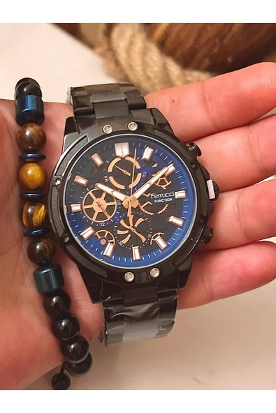 Ferrucci Fonksiyonları Aktif Spor Model Çelik Erkek Kol Saati+Bileklik ürün görseli 1