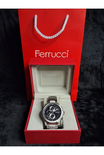 Ferrucci FERRUCCİ AKTİF FONKSİYONLU ÇELİK SİYAH  ERKEK KOL SAATİ ürün görseli 1