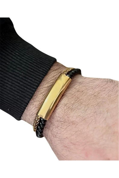 Bay hediye 2Li Çelik ve Boncuk Detaylı Erkek Bileklik 23 cm ürün görseli 1
