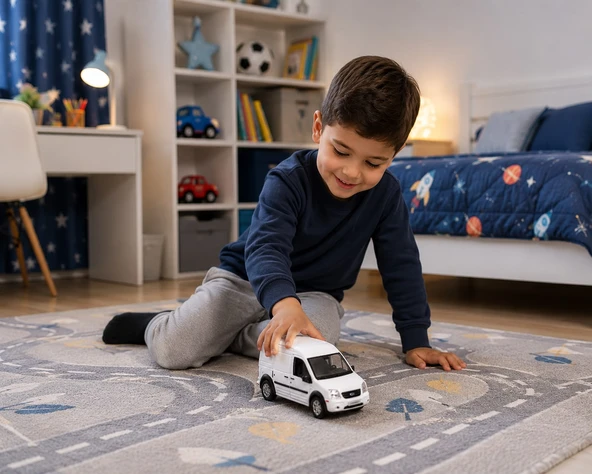Metal Gövdeli Ford Connect Çekçekli Oyuncak Araç-Beyaz ürün görseli 1