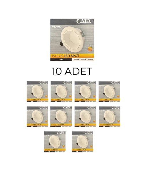 Cata Ct-5260 Başak Led Spot 8w 3 Renk- 10 Lu Paket ürün görseli 1