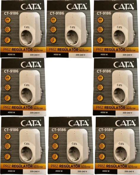 Cata Ct-9186 Akım Ve Çocuk Korumalı Tekli Kablosuz Priz 8 Adet ürün görseli 1