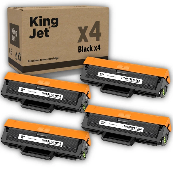 KingJET HP Uyumlu (106A) W1106A Standart Kapasiteli (4'lü Paket) Çipli Muadil Toneri | MFP 135wg ürün görseli 1