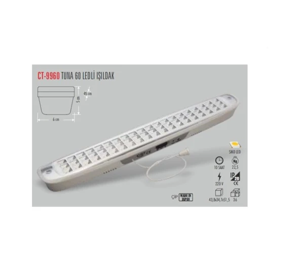 CT-9960 60 LEDLİ IŞILDAK (6ADET) CATA Beyaz ürün görseli 1